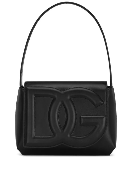 Dolce Gabbana Logo Embossed Leather Shoulder Bag — Same as shown — Size One Size — Front View