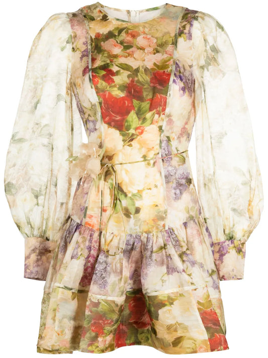 Zimmermann Sensory Flip Linen Silk Minidress — Red — Size XS — Front View