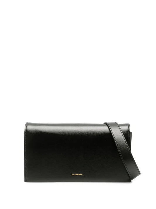 Jil Sander Logo Debossed Leather Shoulder Bag — Same as shown — Size One Size — Front View