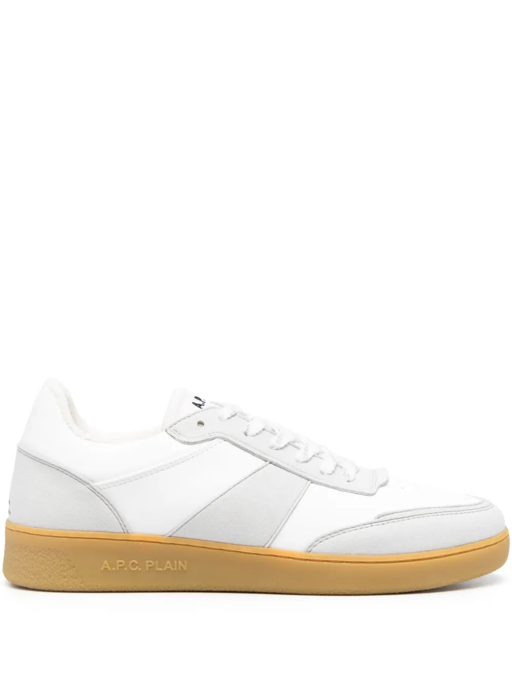 A.P.C. Logo-Print Lace-Up Sneakers — White — Size US M 11 - US W 12.5 — Front View