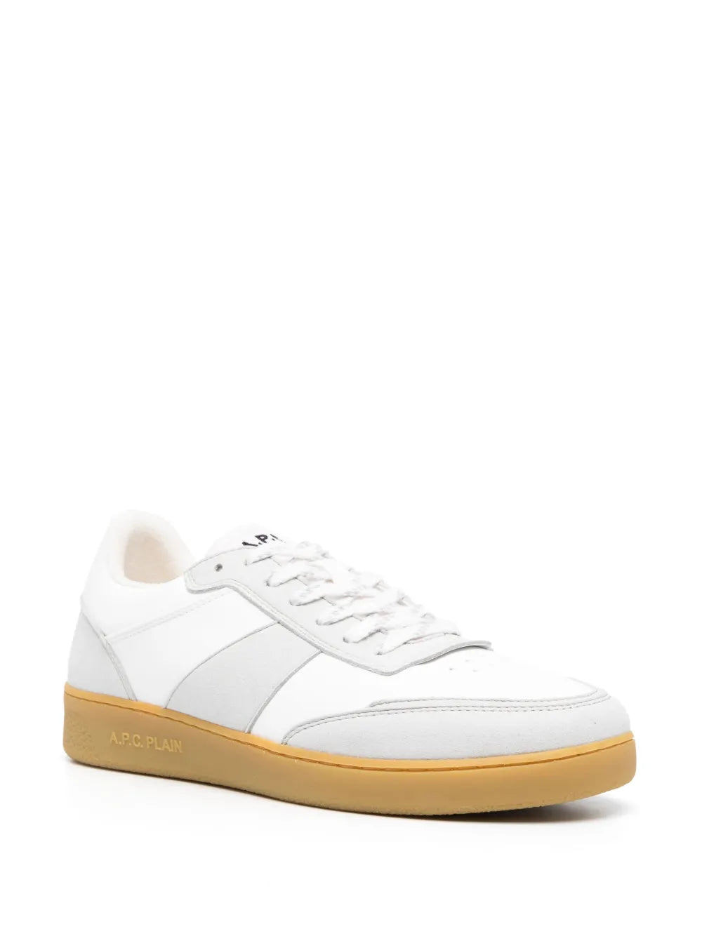 A.P.C. Logo-Print Lace-Up Sneakers — White — Size US M 11 - US W 12.5 — Side View