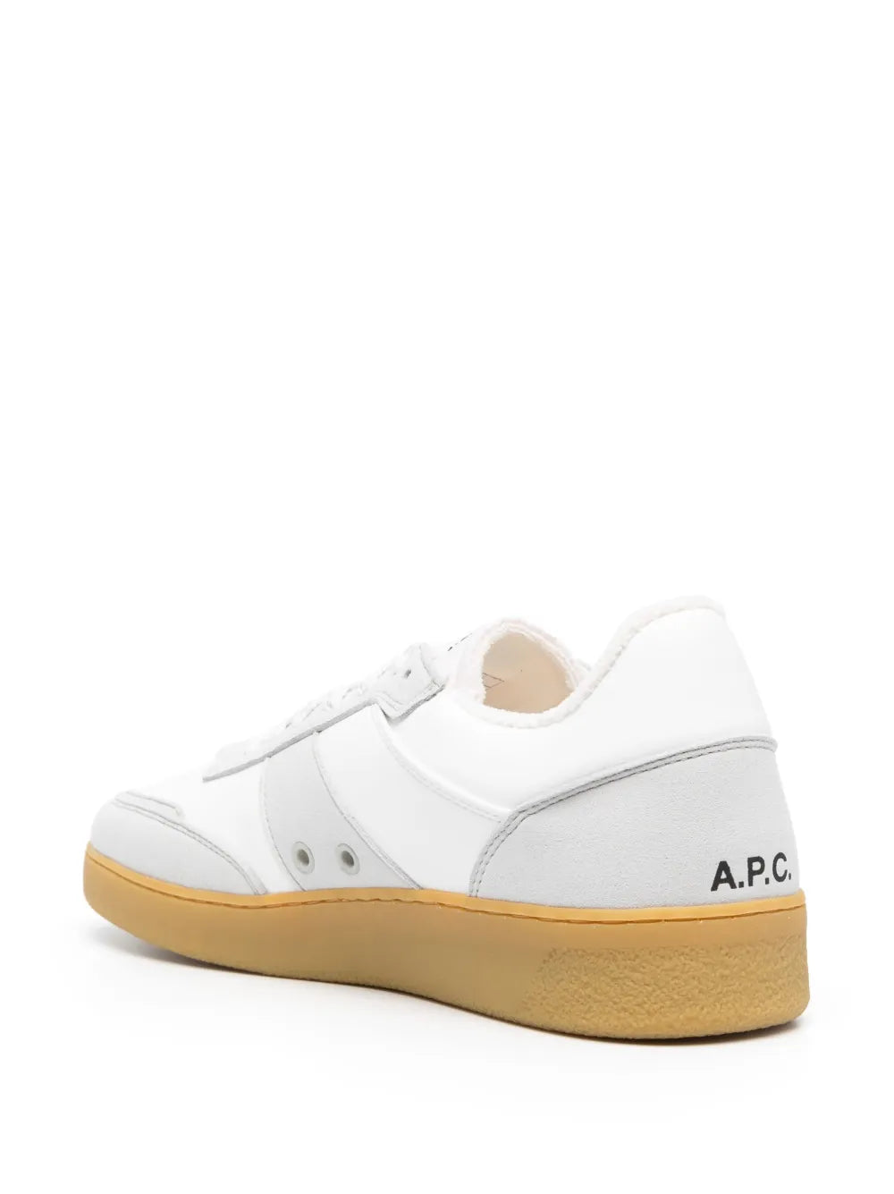 A.P.C. Logo-Print Lace-Up Sneakers — White — Size US M 11 - US W 12.5 — Back View