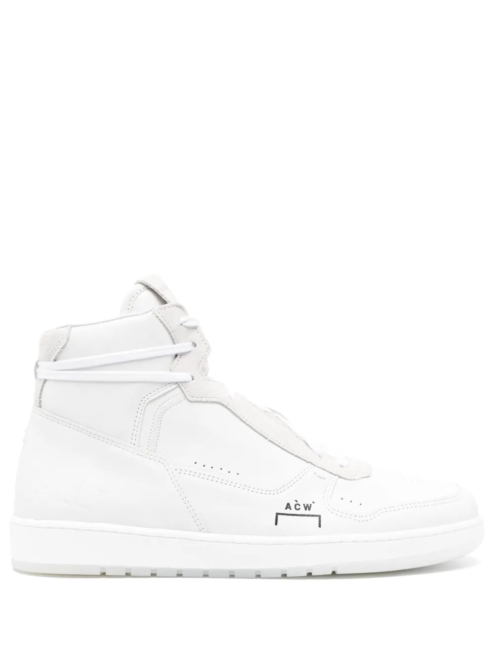 A-Cold-Wall* Luol High-Top Leather Sneakers — Optical White/Light Beige — Size US M 10 - US W 11.5 — Front View