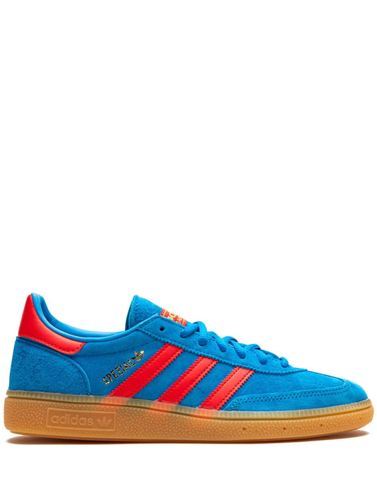 adidas Handball Spezial Suede Sneakers — Blue/Light Red — Size US M 3.5 - US W 5 — Front View