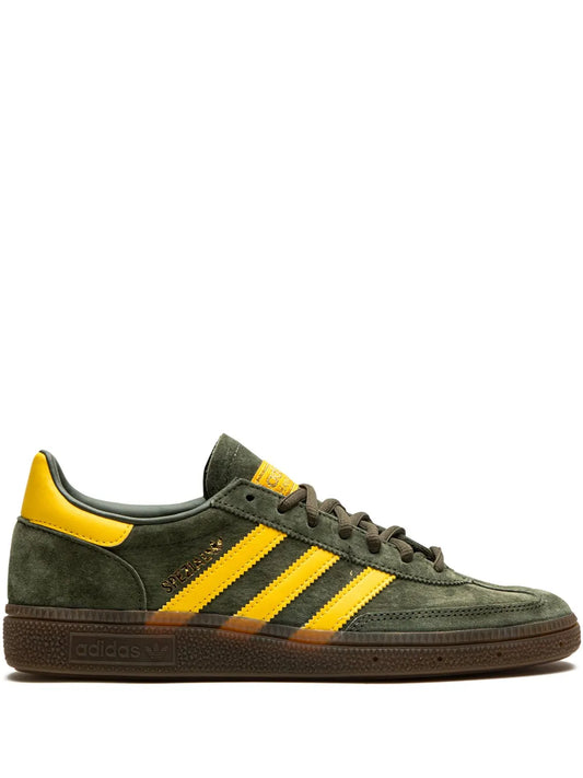 adidas Handball Spezial Tri/Yellow Sneakers — Green/Yellow — Size US M 9 - US W 10.5 — Front View