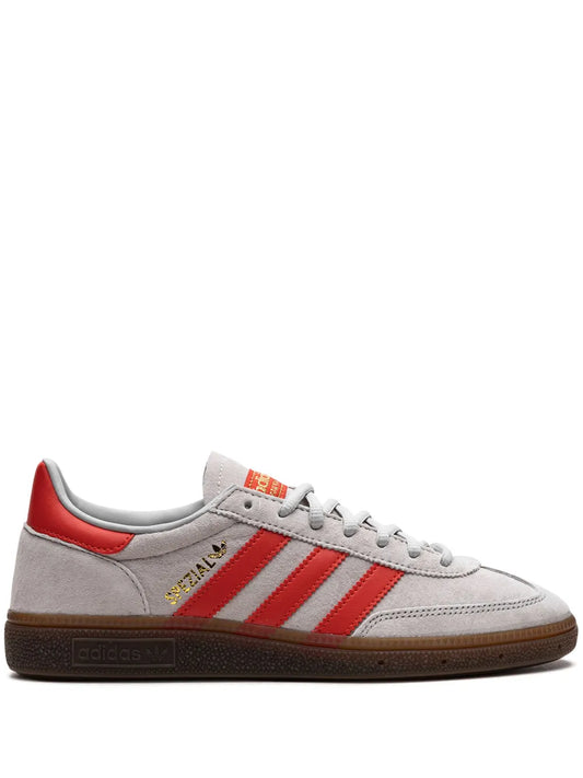 adidas Handball Spezial Red Stripe Sneakers — Red/Grey — Size US M 9.5 - US W 11 — Front View