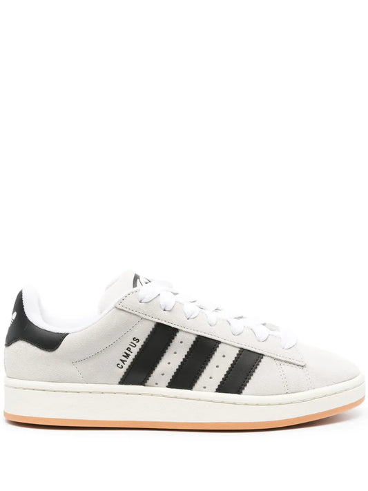 adidas Campus Low-Top Suede Sneakers — Light Grey/Black — Size US M 9.5 - US W 11 — Front View