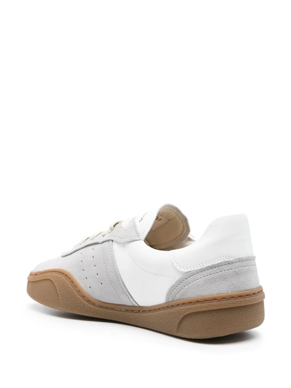 Acne Studios Panelled-Design Leather Sneakers — White/Grey/Brown — Size US M 11 - US W 12.5 — Back View