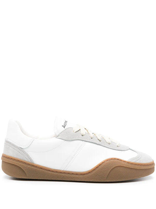 Acne Studios Panelled-Design Leather Sneakers — White/Grey/Brown — Size US M 11 - US W 12.5 — Front View
