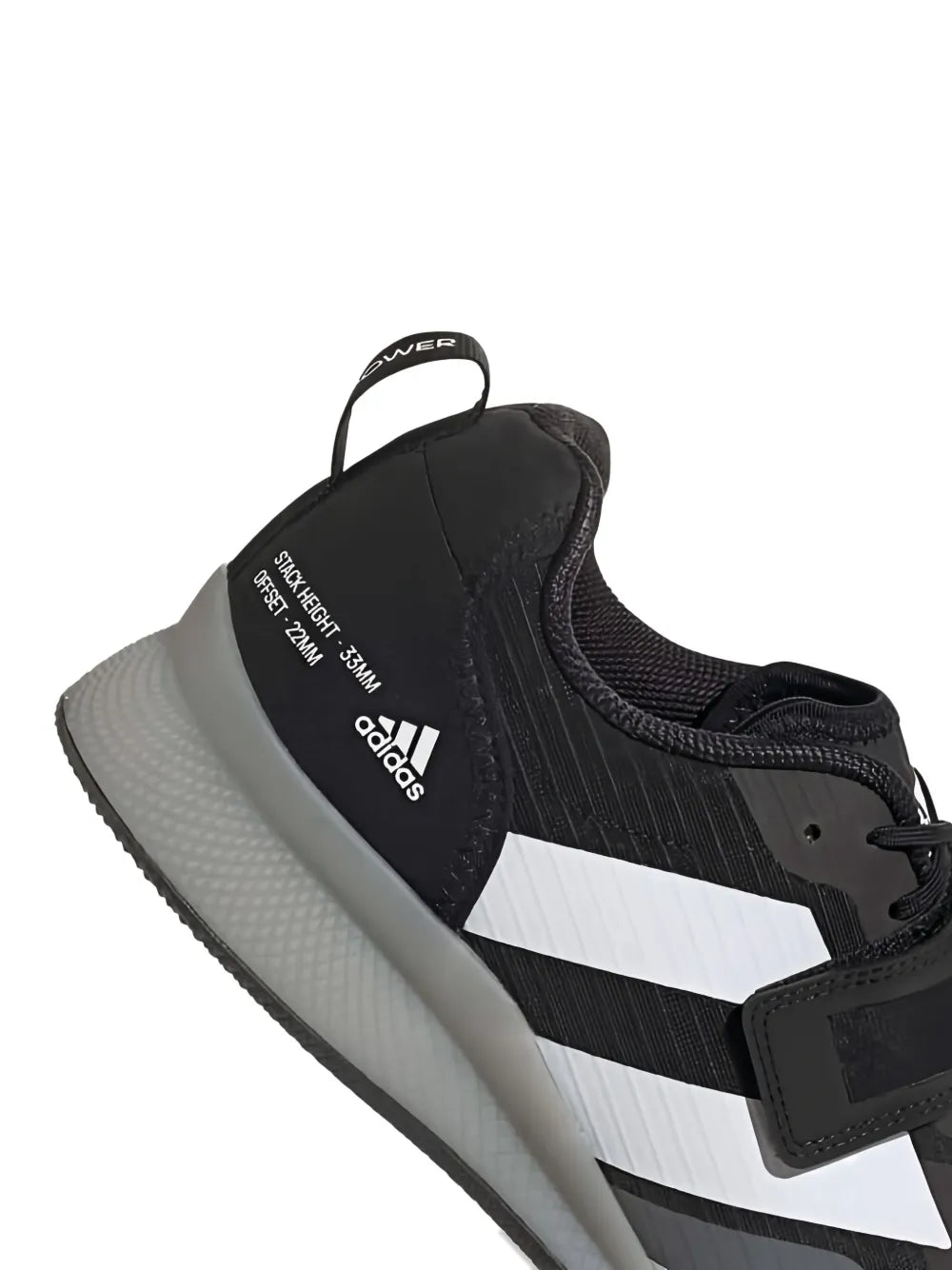 adidas Adipower Weightlifting 3 Black/White/Grey Sneakers — Black — Size US M 4.5 - US W 6 — Detail View