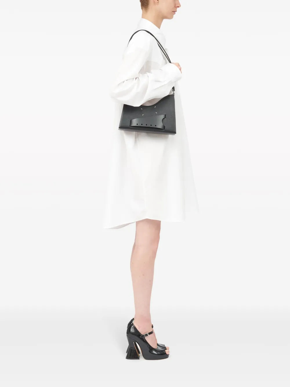 Maison Margiela Small Snatched Leather Shoulder Bag — Same as shown — Size One Size — Back View