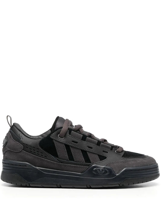 adidas Adi2000 Panelled Suede Sneakers — Jet Black/Cedar Brown — Size US M 3.5 - US W 5 — Front View