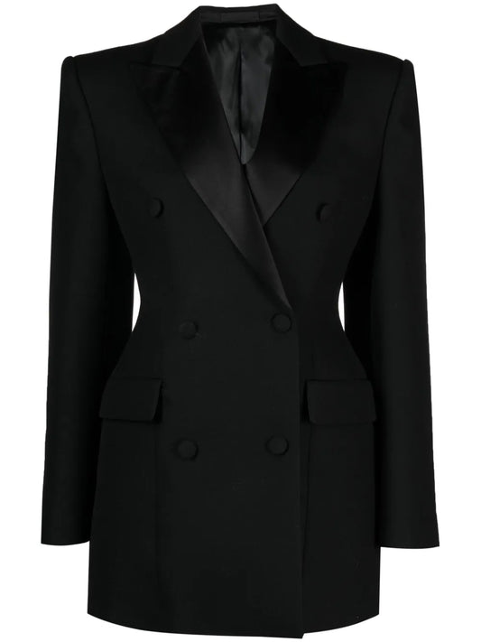 Wardrobenyc Fitted Waistline Double Breasted Blazer Dress — Black — Size XS — Front View