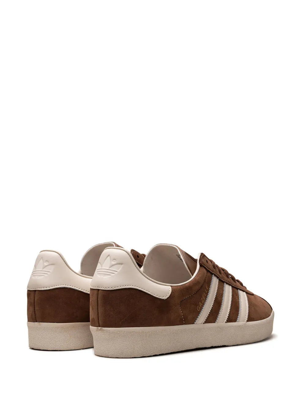 adidas Gazelle 3-Stripes Leather Sneakers — Coffee Brown/Cream White — Size US M 3.5 - US W 5 — Back View