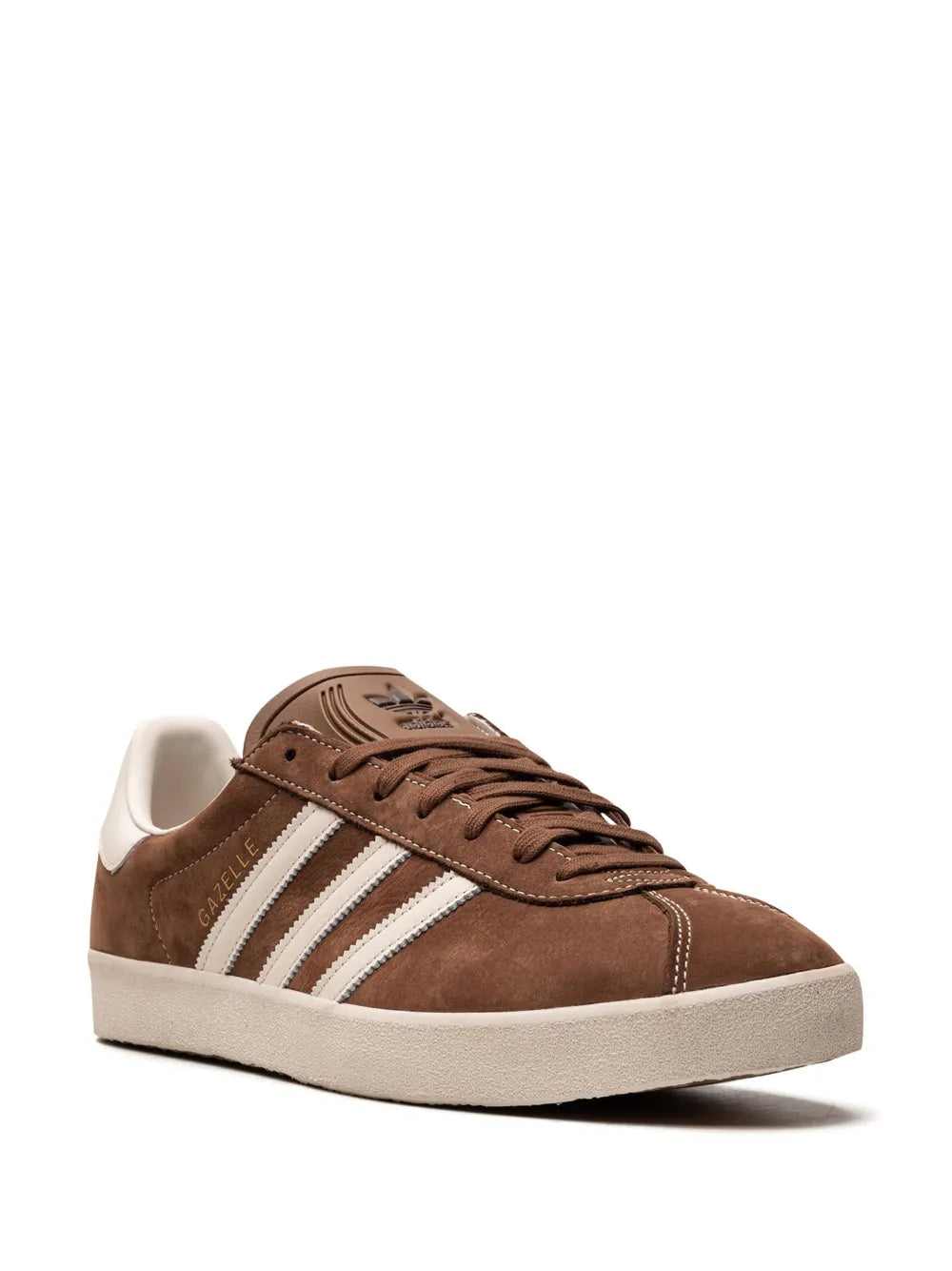 adidas Gazelle 3-Stripes Leather Sneakers — Coffee Brown/Cream White — Size US M 3.5 - US W 5 — Side View