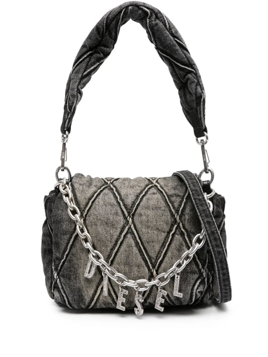 Diesel Small Logo Charm Quilted Denim Bag — Same as shown — Size One Size — Front View