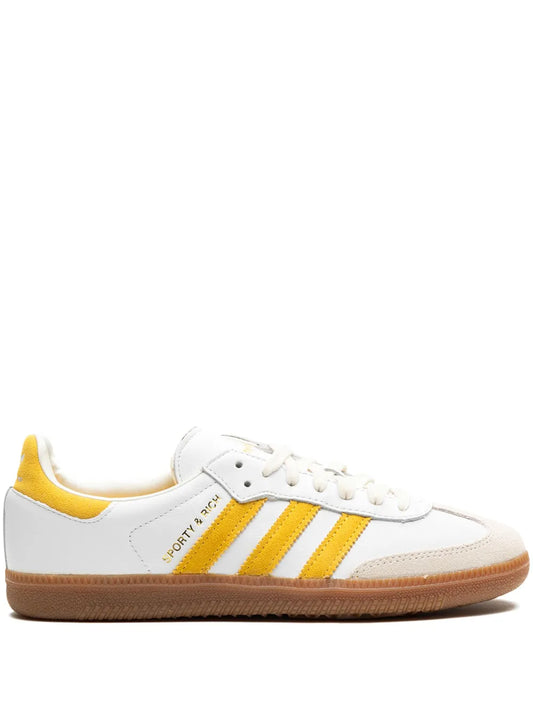 adidas Samba Og Sporty & Rich - White Bold Gold Sneakers — White/Yellow — Size US M 7.5 - US W 9 — Front View