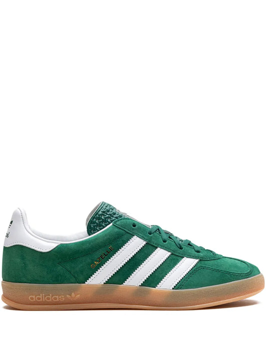 adidas Gazelle Indoor Suede Trainers — Forest Green/White — Size US M 6 - US W 7.5 — Front View
