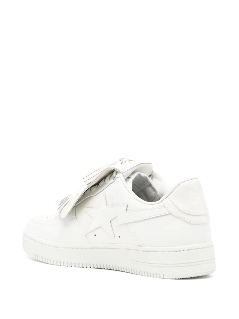 A Bathing Ape?Quilt Tassel Leather Sneakers — White — Size US M 3.5 - US W 5 — Back View