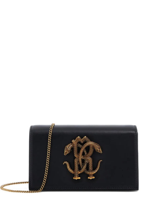 Roberto Cavalli Mirror Snake Metallic Logo Shoulder Bag — Same as shown — Size One Size — Front View