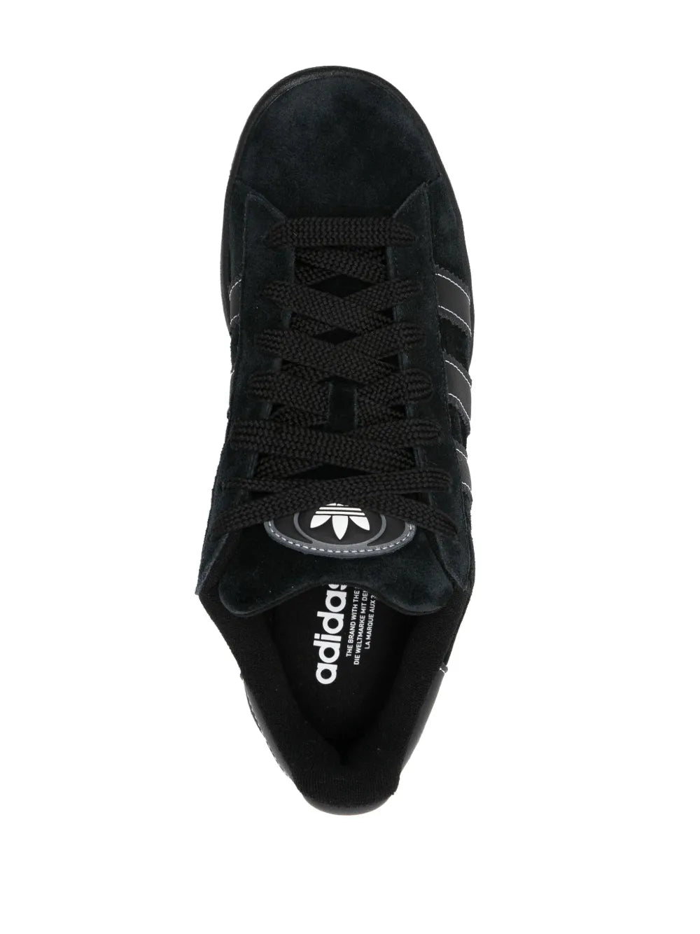 adidas Campus 00S Suede Sneakers — Black — Size US M 10.5 - US W 12 — Top View