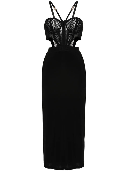 Versace Jeans Couture Panelled Design Dress — Black/ Gold — Size XS — Front View