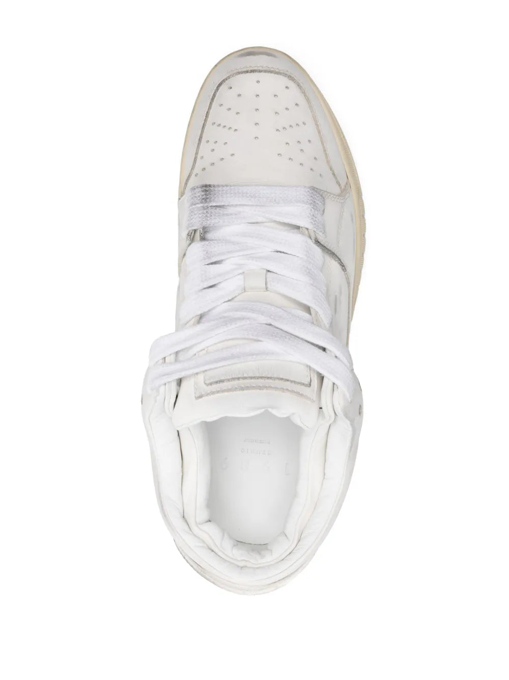 1989 Studio Vintage Dirty Leather Sneakers — White — Size US M 3.5 - US W 5 — Top View