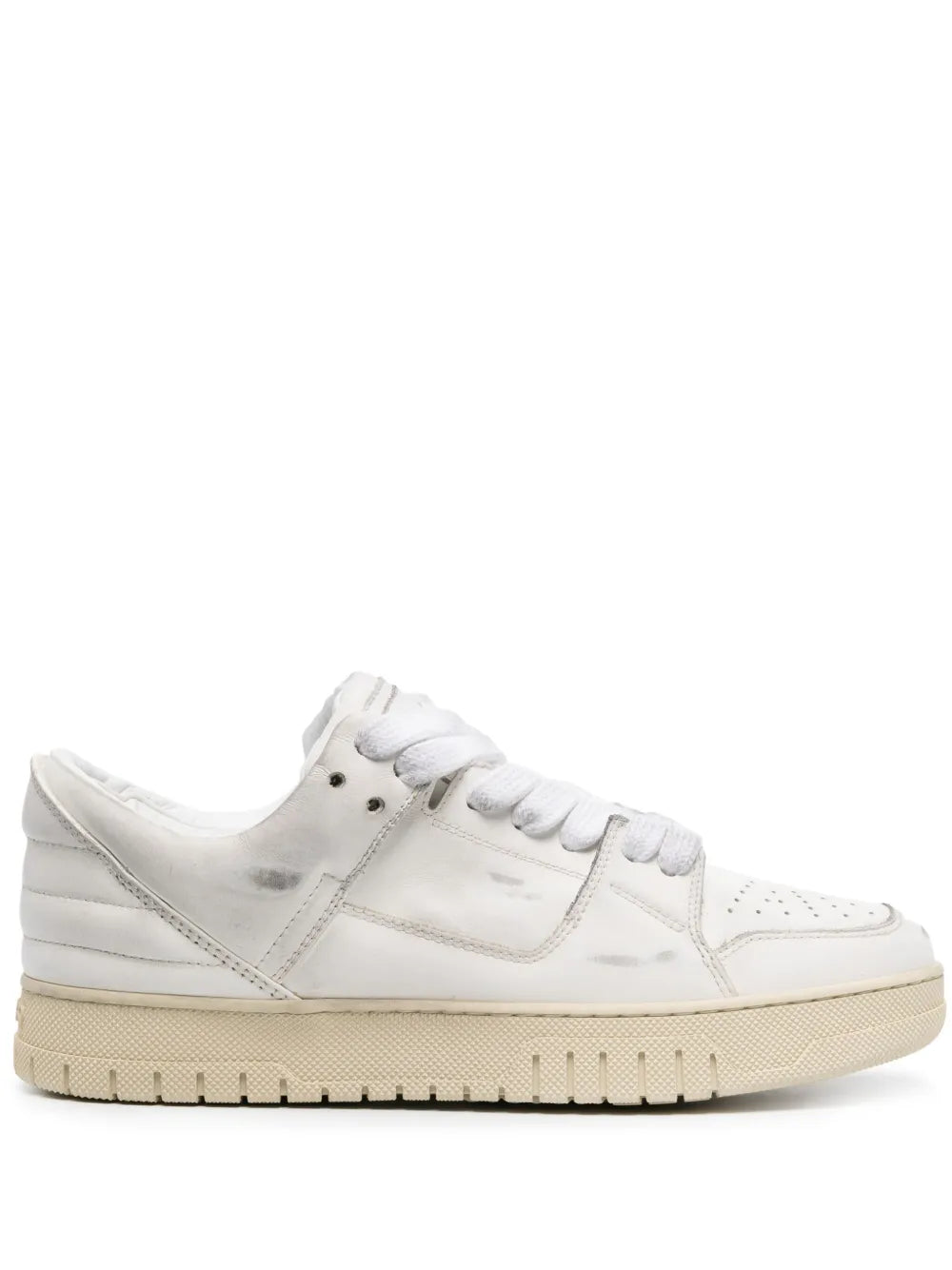 1989 Studio Vintage Dirty Leather Sneakers — White — Size US M 3.5 - US W 5 — Front View