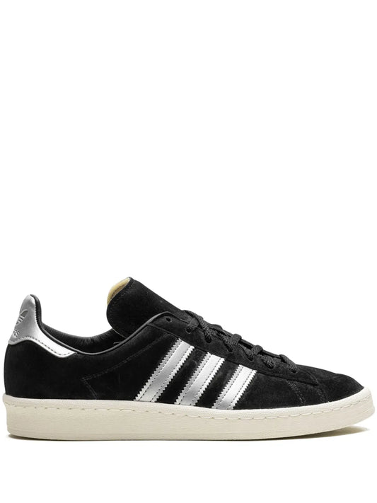 adidas Campus 80S Black Off White Sneakers — Black/Silver-Tone — Size US M 10.5 - US W 12 — Front View