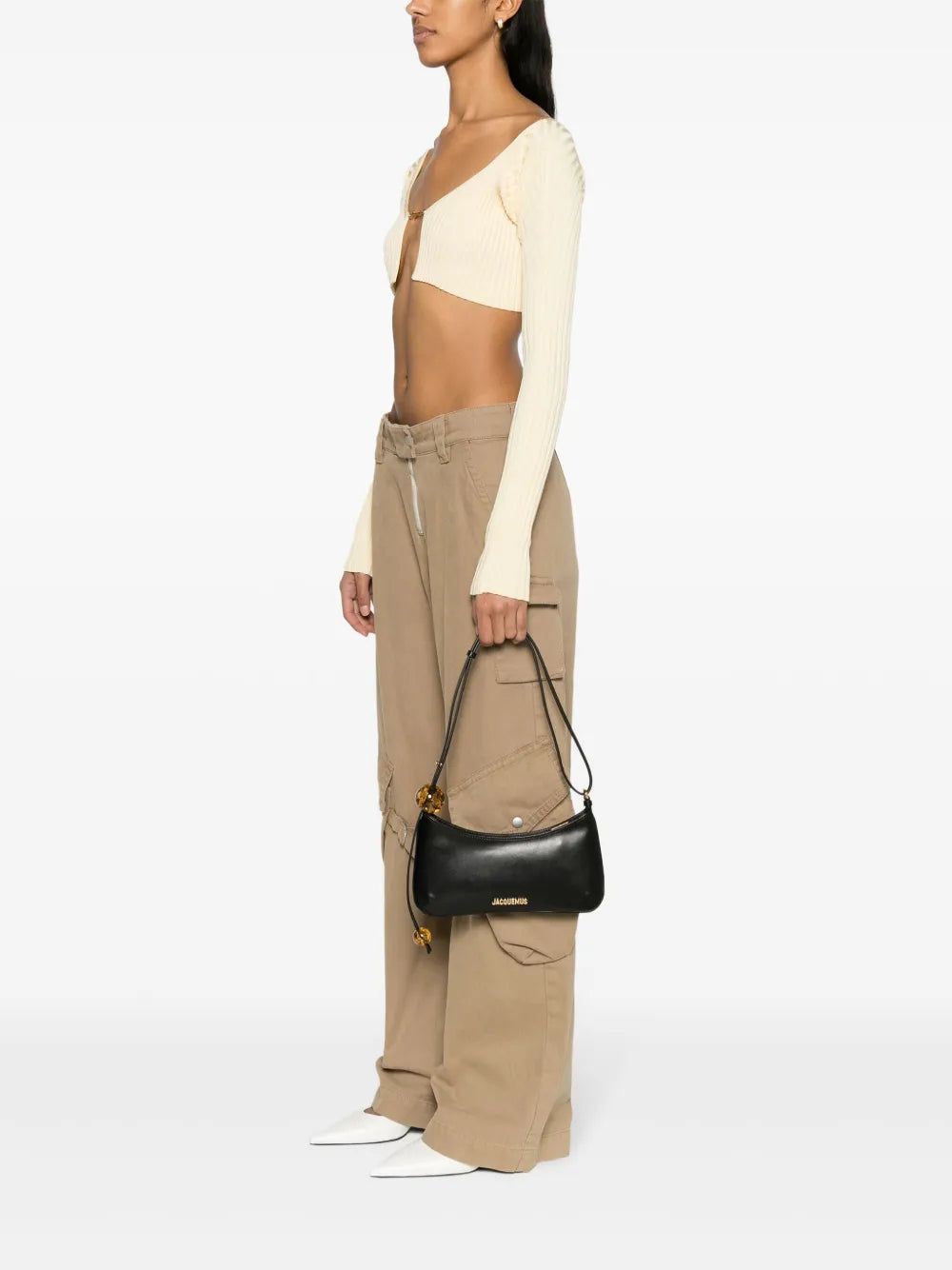 Jacquemus Le Bisou Perle Leather Shoulder Bag — Same as shown — Size One Size — Side View
