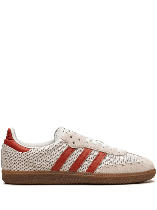 adidas Samba Og Lace-Up Sneakers — Off-White/Brick Red — Size US M 3.5 - US W 5 — Front View