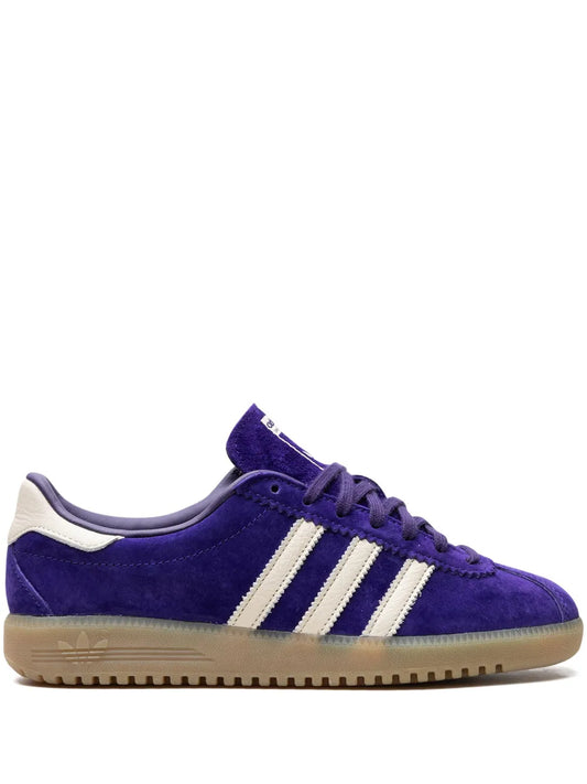 adidas Bermuda 3-Stripes Suede Sneakers — Purple/Chalk White — Size US M 9 - US W 10.5 — Front View