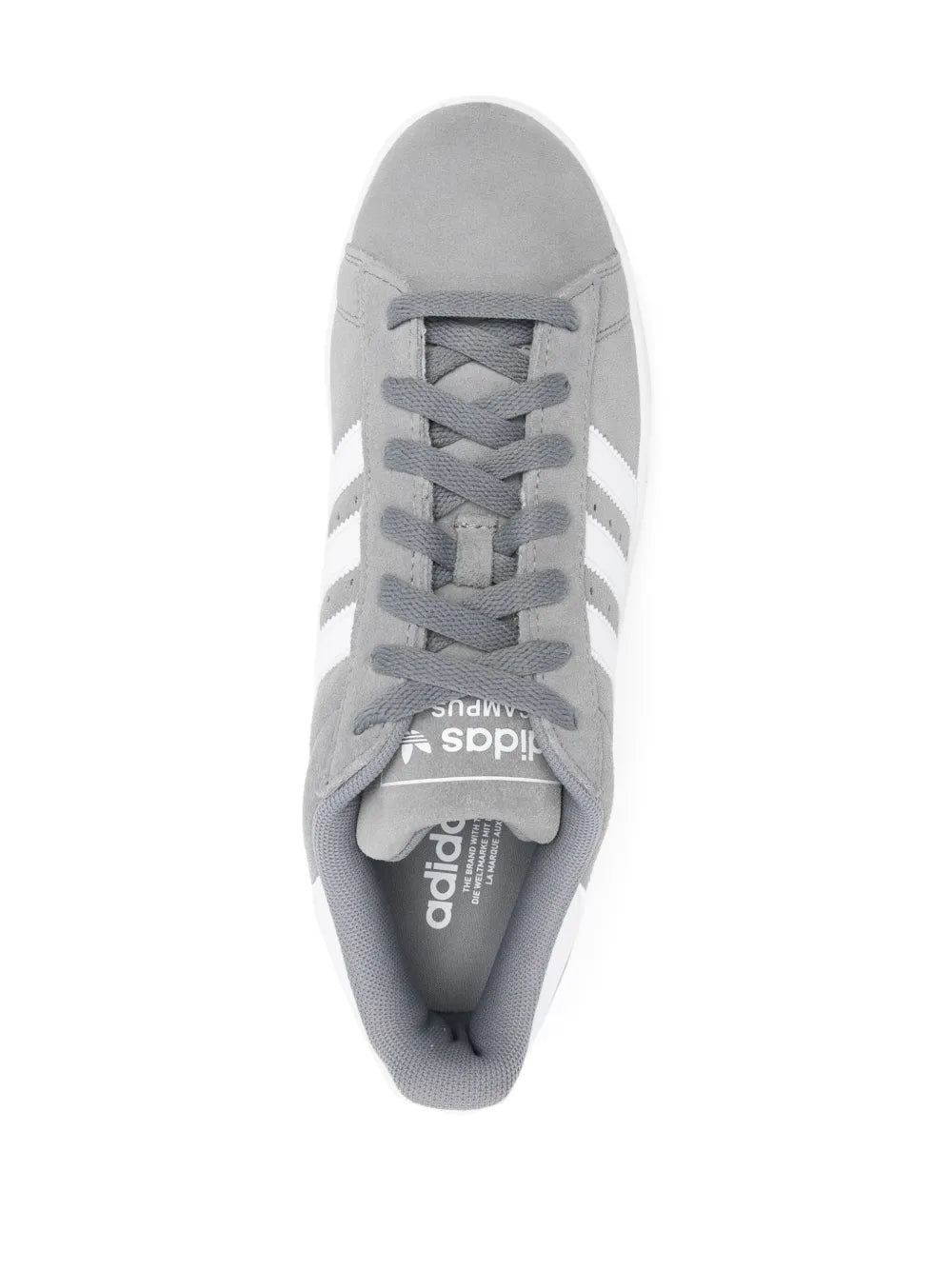 adidas Campus 2 Suede Sneakers — Grey/White — Size US M 10.5 - US W 12 — Top View