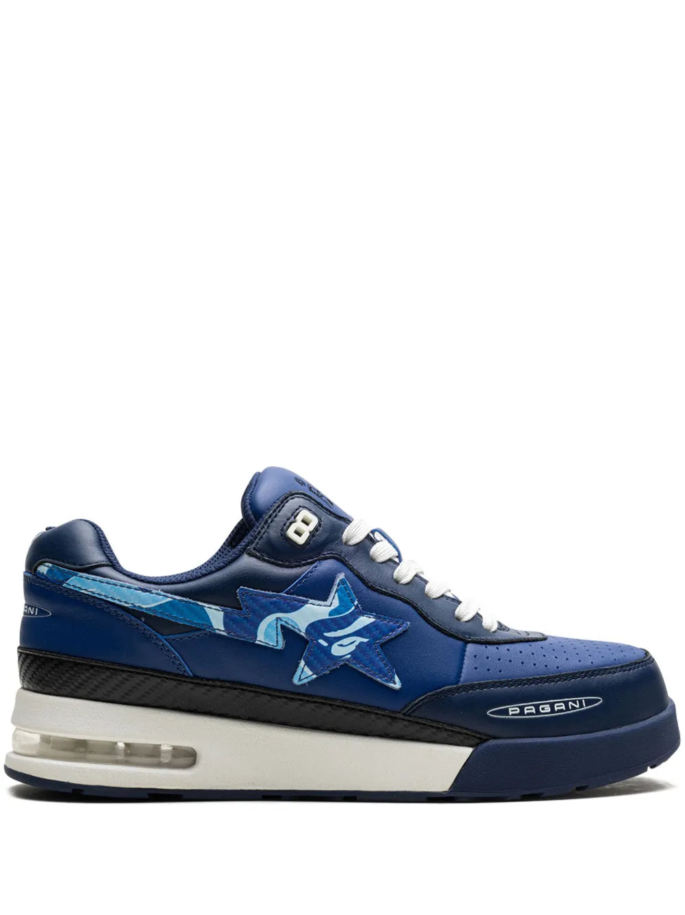 A Bathing Ape?X Pagani Roadsta Navy Abc Camo Sneakers — Navy Blue — Size US M 11 - US W 12.5 — Front View