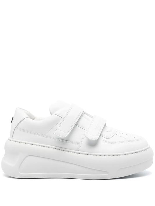 Acne Studios Touch-Strap Platform Sneakers — Optical White — Size US M 11 - US W 12.5 — Front View