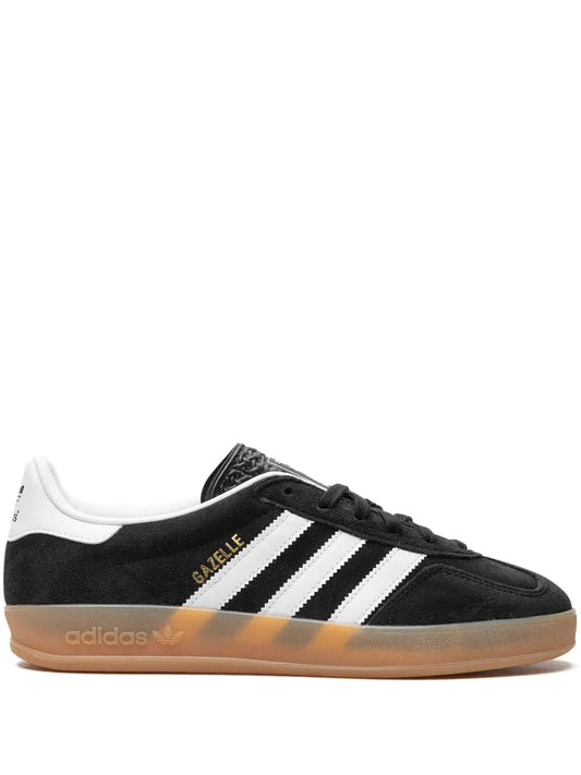 adidas Gazelle Indoor Core Black/White/Gum Sneakers — Black/White — Size US M 3.5 - US W 5 — Front View