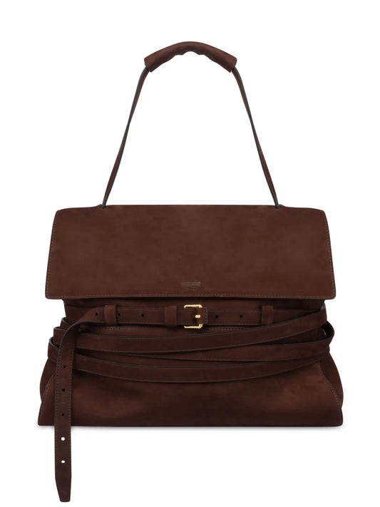 Moschino Tie Me Leather Shoulder Bag — Same as shown — Size One Size — Front View