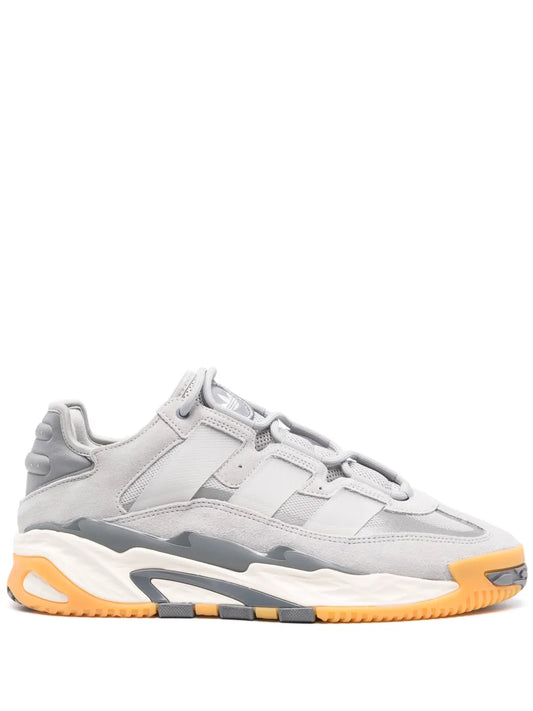 adidas Niteball Panelled-Design Sneakers — Grey/Cream White/Beige — Size US M 3.5 - US W 5 — Front View