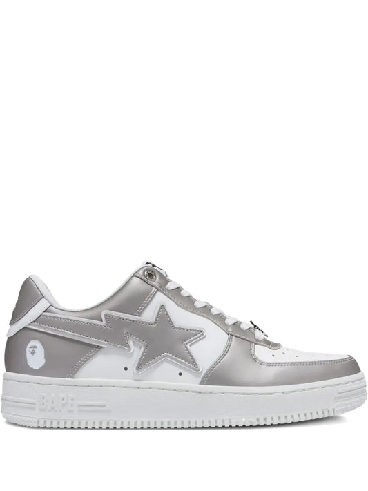 A Bathing Ape?Bape Sta #4 Logo Sneakers — White / Grey — Size US M 3.5 - US W 5 — Front View