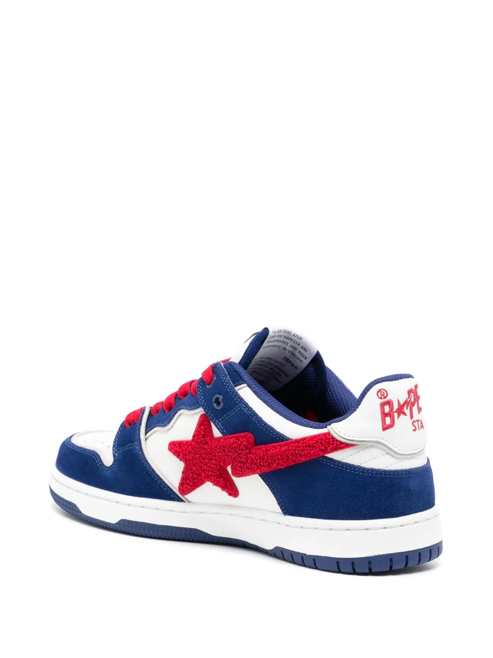 A Bathing Ape?Sk8 Ska Panelled Sneakers — White/Navy Blue/Bright Red — Size US M 3.5 - US W 5 — Back View