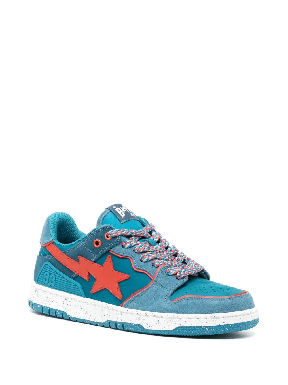 A Bathing Ape?Sk8 Sta Panelled Sneakers — Azure/Burnt Orange — Size US M 3.5 - US W 5 — Side View