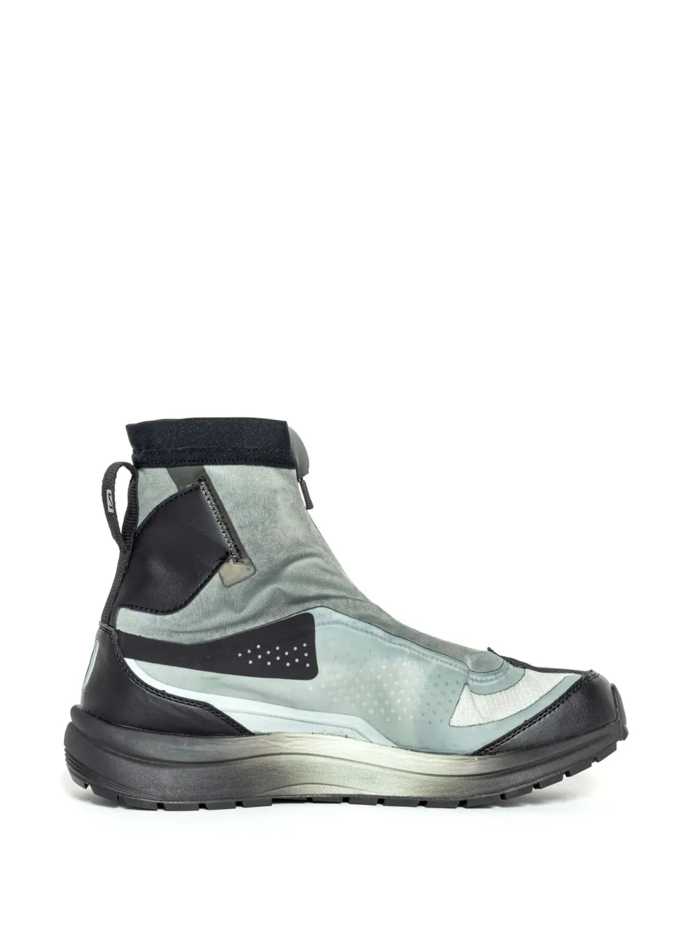 11 By Boris Bidjan Saberi Zip-Up Hi-Top Sneakers — Black/Grey — Size US M 3.5 - US W 5 — Lifestyle View