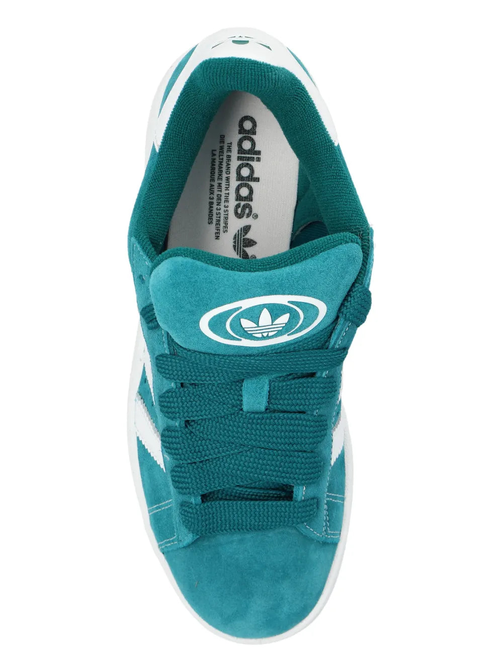 adidas Campus 00S Suede Sneakers — Teal Green — Size US M 10.5 - US W 12 — Top View