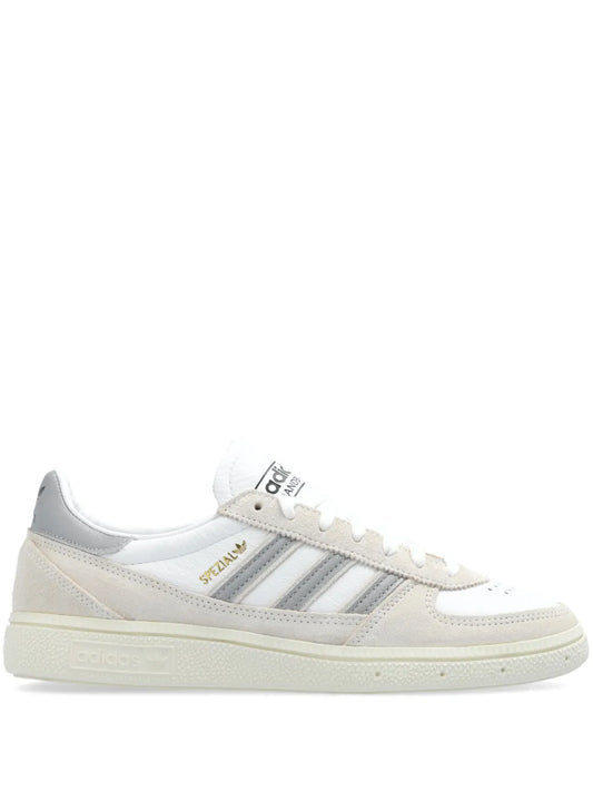 adidas Handball Spezial Sneakers — Beige/White/Grey — Size US M 7.5 - US W 9 — Front View