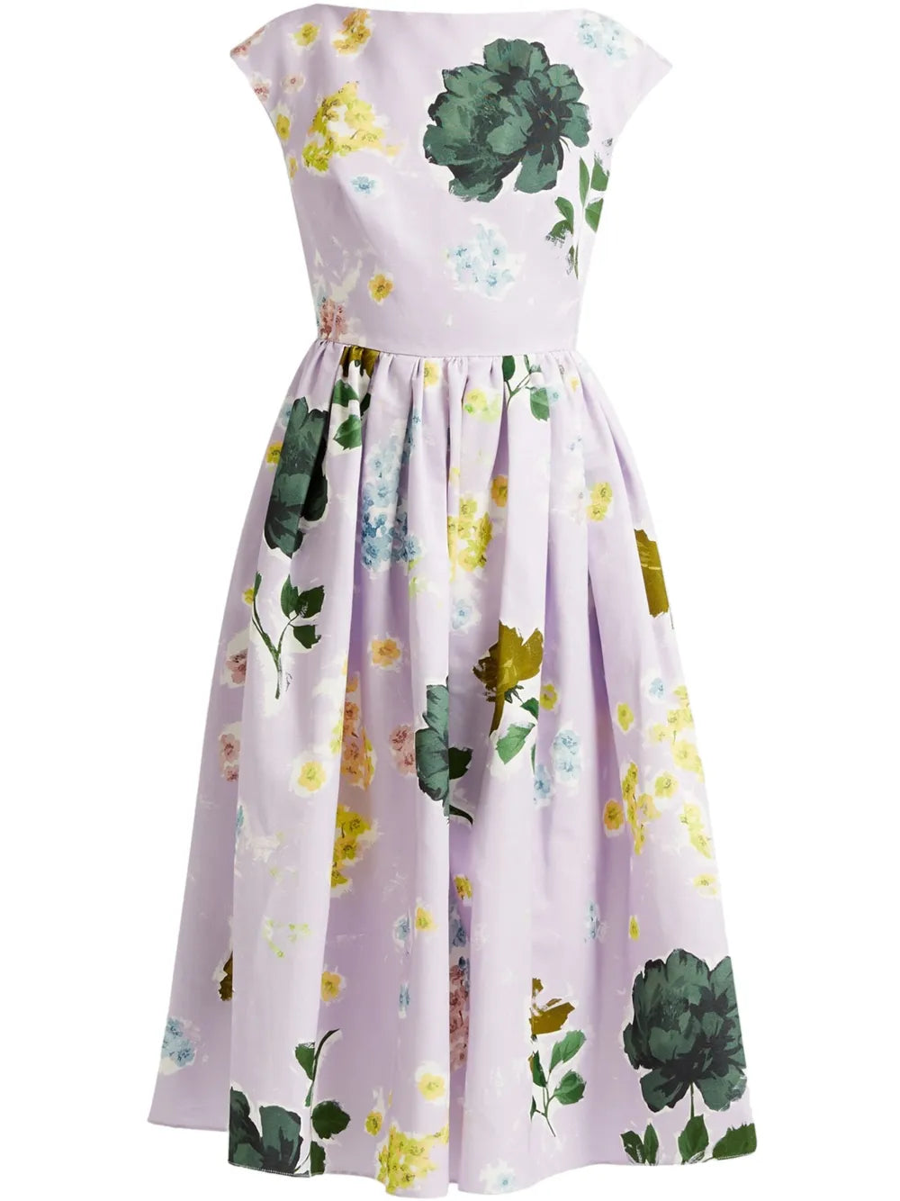 Erdem Boat Neck Midi Dress — Red/ Purple — Size XS — Front View