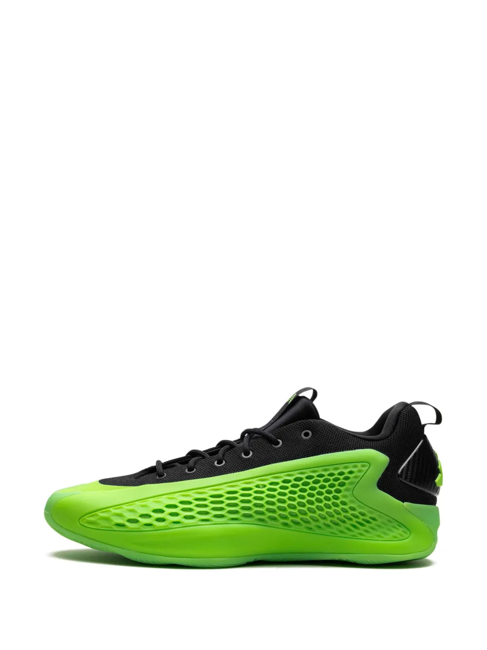 adidas Anthony Edwards 1 Low Slime - Lucid Lime/Aurora Ink/Core Black Sneakers — Black/Green — Size US M 9 - US W 10.5 — Detail View