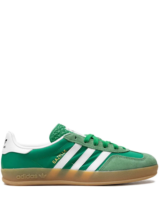 adidas Gazelle Indoor Green Gum Sneakers — Emerald Green/White — Size US M 3.5 - US W 5 — Front View