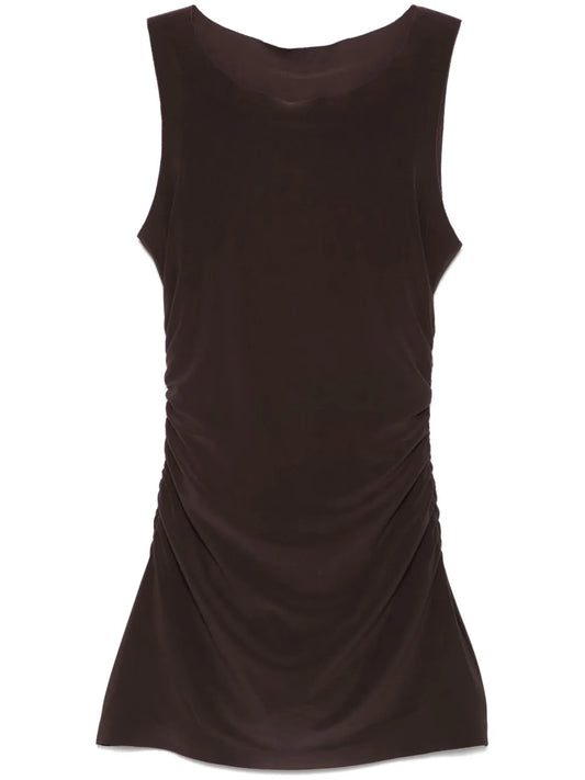 Norma Kamali Pickleball Mini Dress — Brown — Size XS — Front View