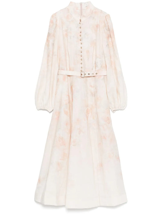 Zimmermann Crushed Midi Dress — Pink — Size XS — Front View