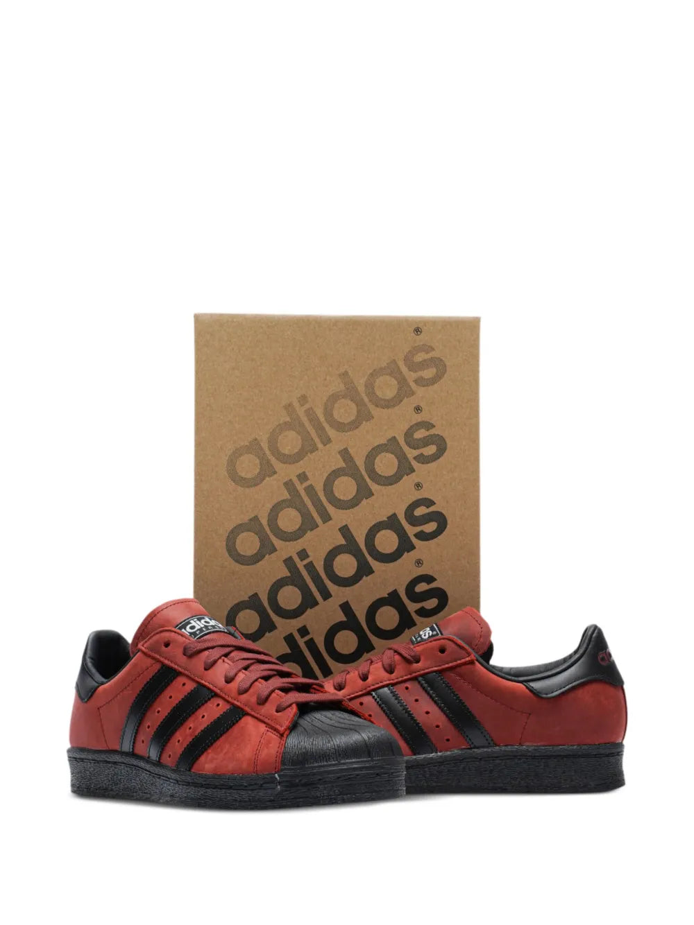 adidas Superstar 82 Sneakers — Burgundy/Black — Size US M 4 - US W 5.5 — Detail View